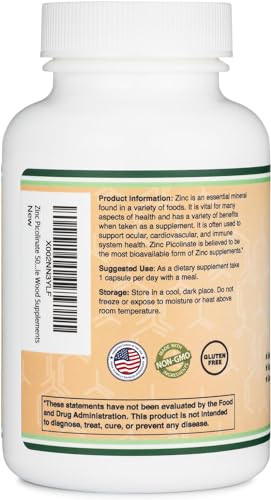 Close-up of Zinc Picolinate 50mg capsules
