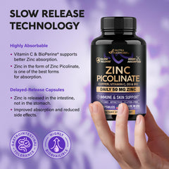 Zinc Picolinate 50mg with Vitamin C and Bioperine for absorption
