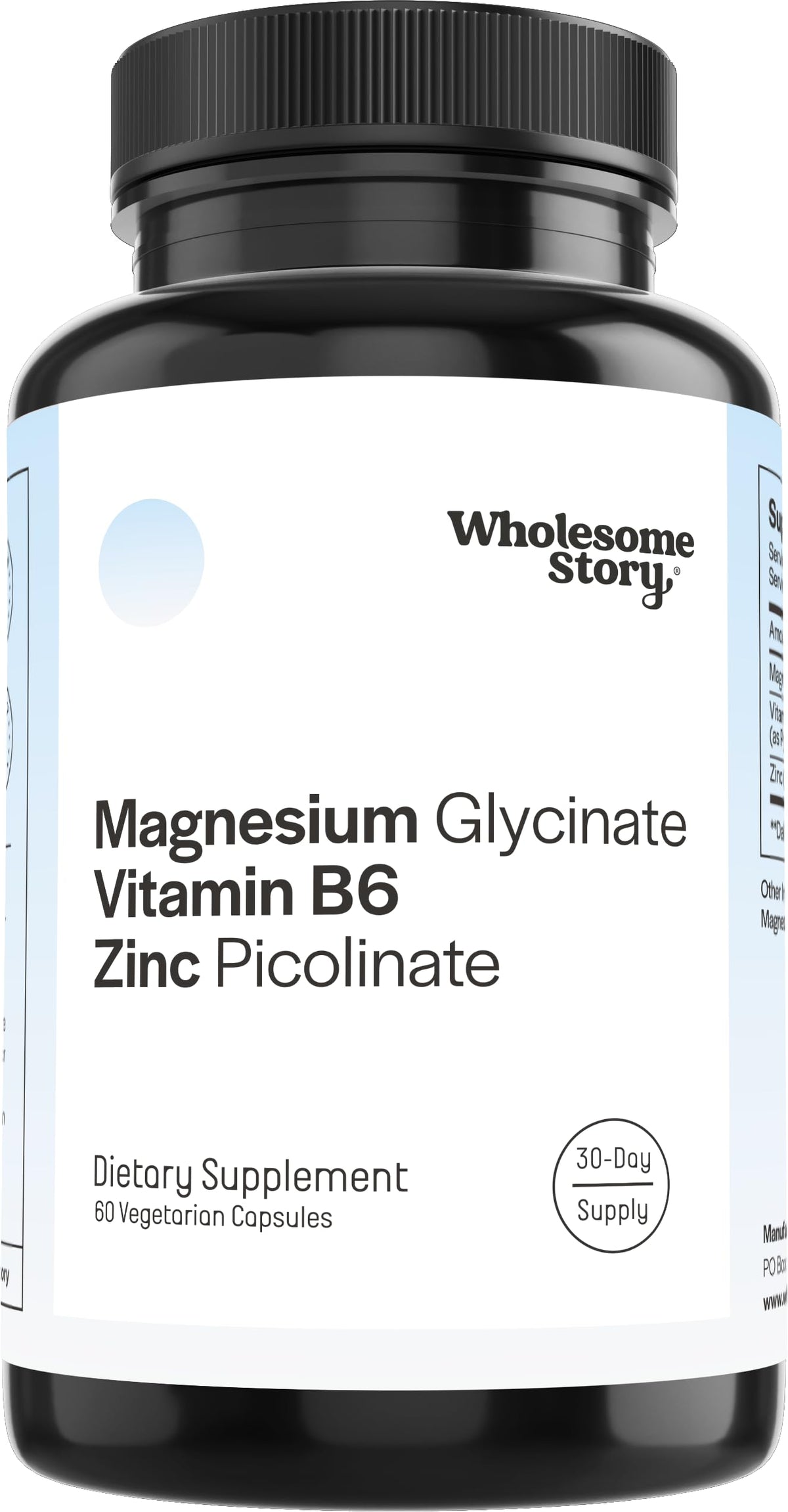 Bottle of Zinc Picolinate and Magnesium Glycinate with P5P Vitamin B6