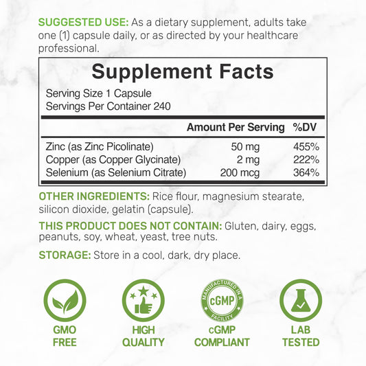 Zinc Picolinate with Selenium and Copper 3-in-1 mineral formula