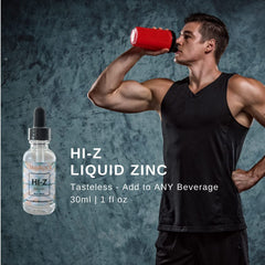 Chelated zinc skin care supplement bottle labeled HI-Z Zinc