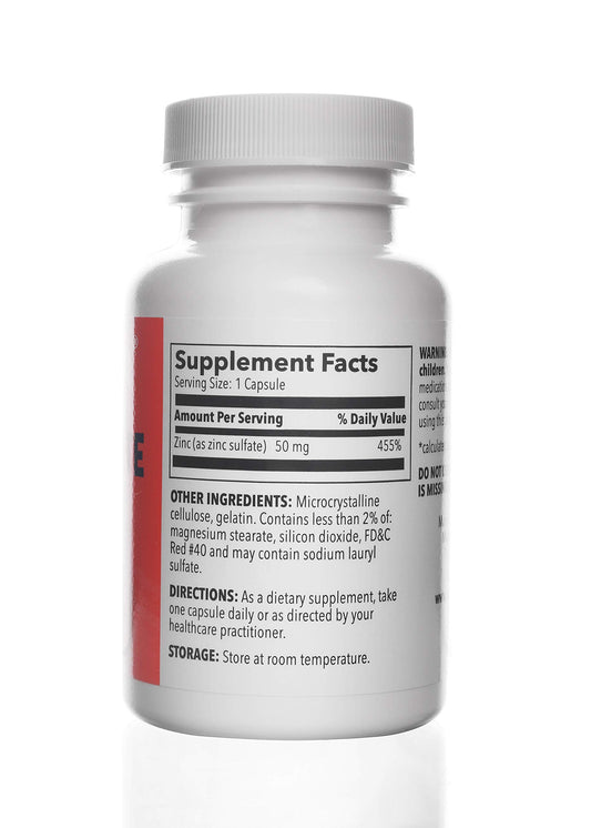 Close-up of Zinc Sulfate 220 mg capsules