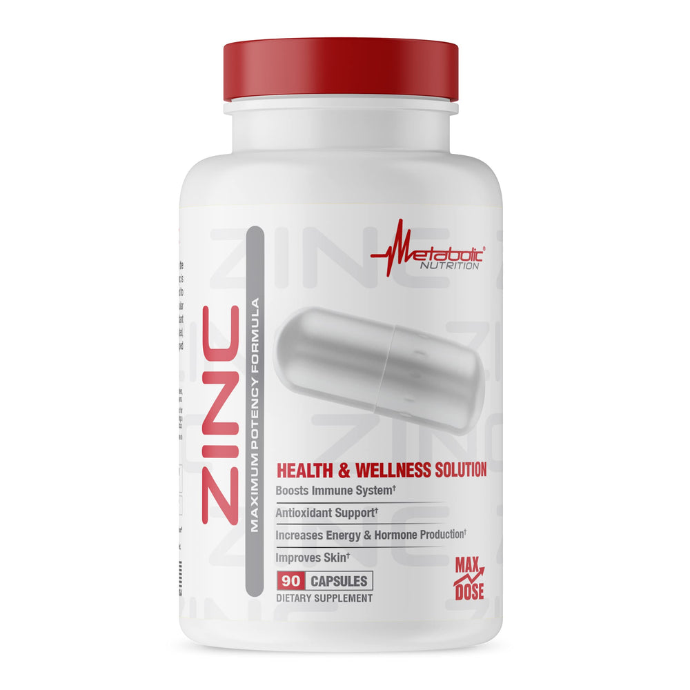 Zinc supplement Metabolic Nutrition 75mg 90 capsules bottle