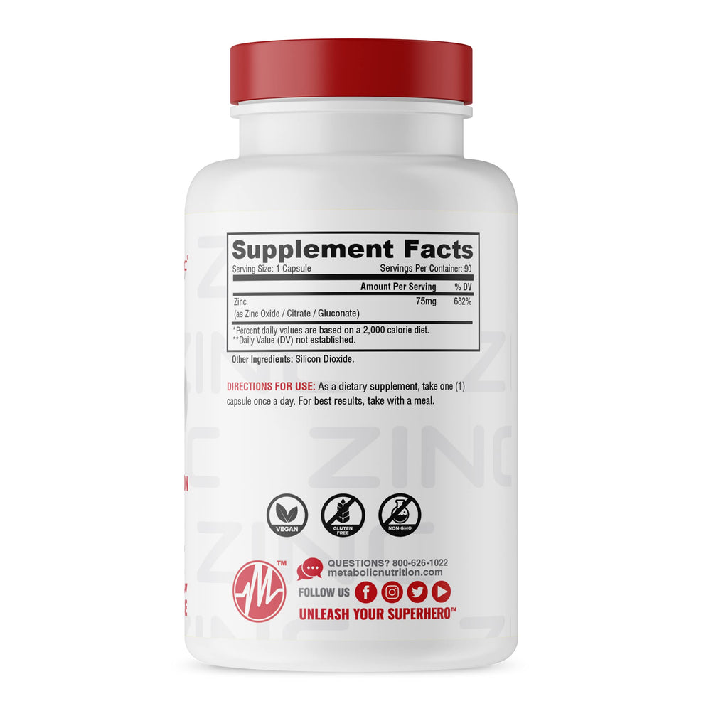 Zinc immune support supplement by Metabolic Nutrition