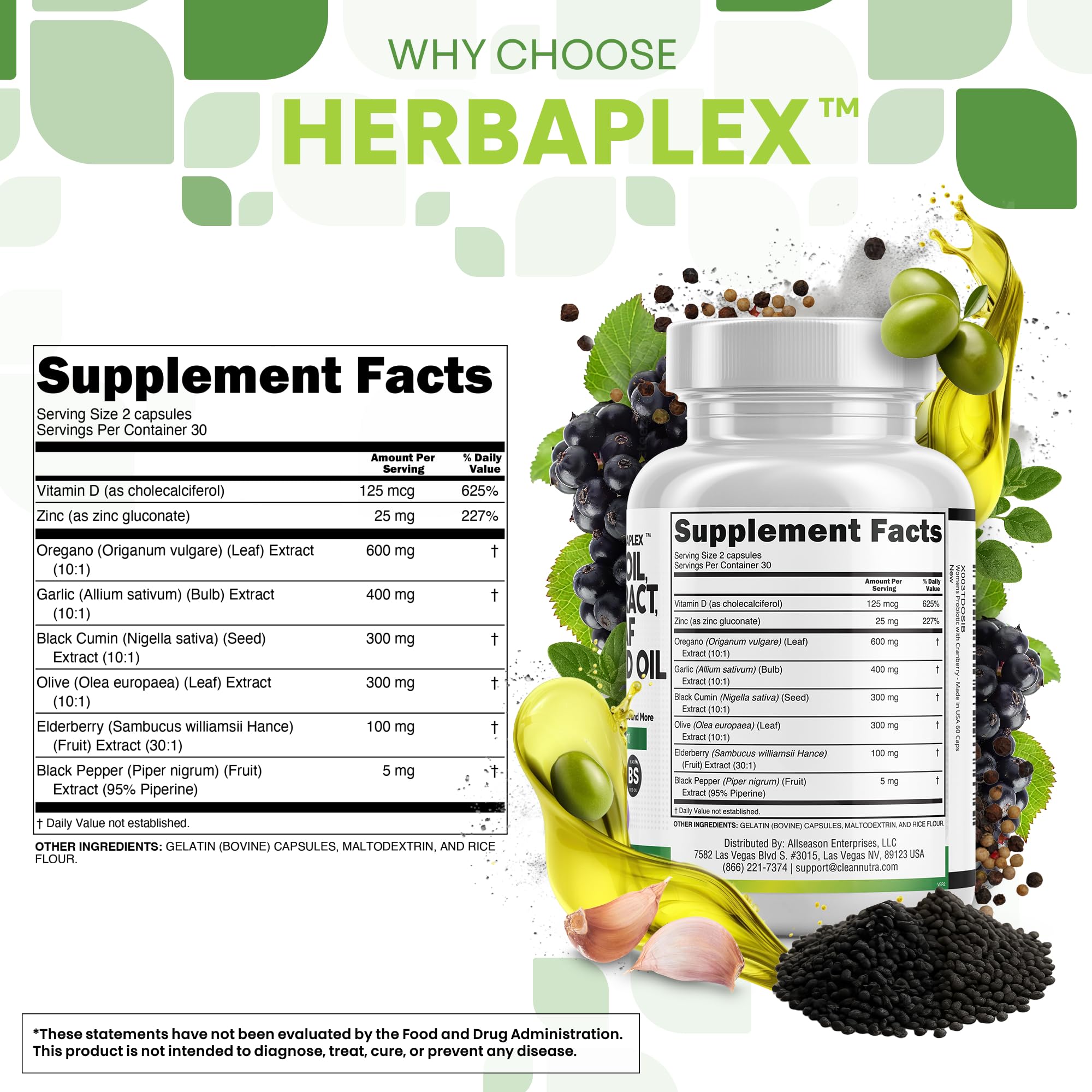 Zinc and Vitamin D3 supplement imagery with elderberry