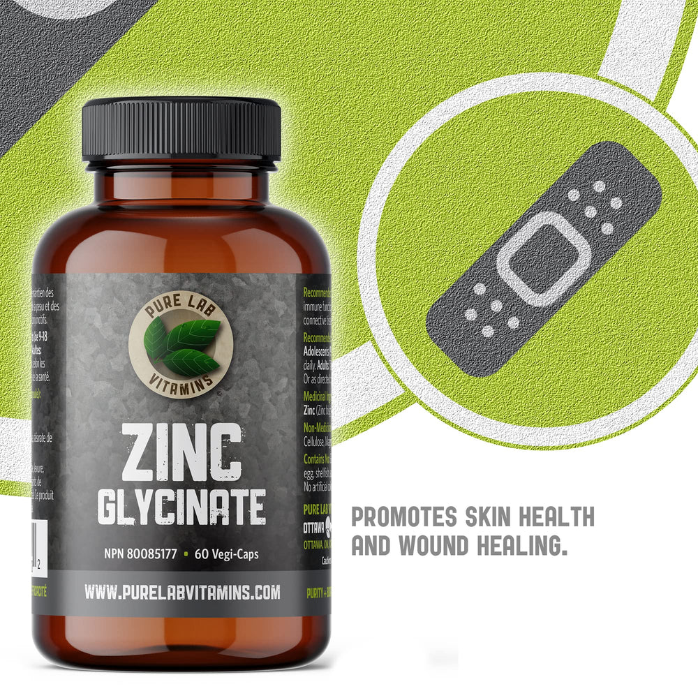 Zinc Glycinate 23 mg 60 vegan caps supporting healthy skin and nails