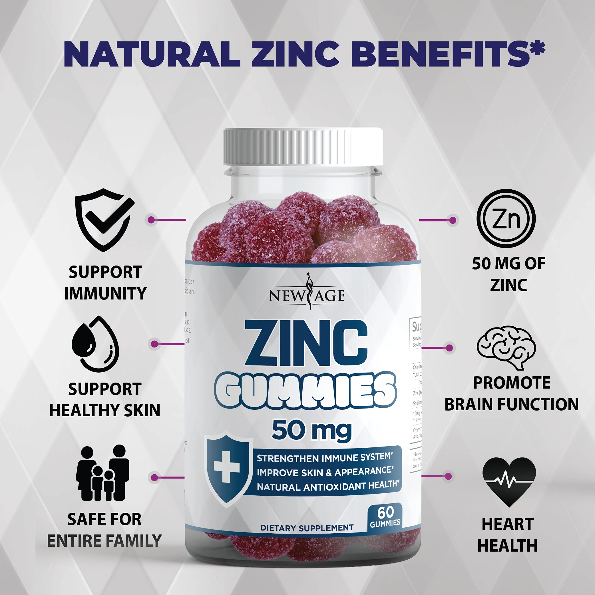 New Age Zinc Gummies bottle on white background