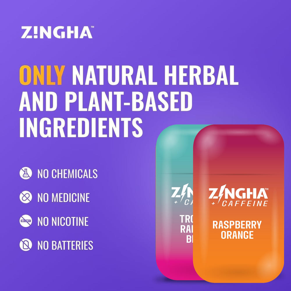 Close-up of inhaler packaging and Tropical Rainbow Blast labeling