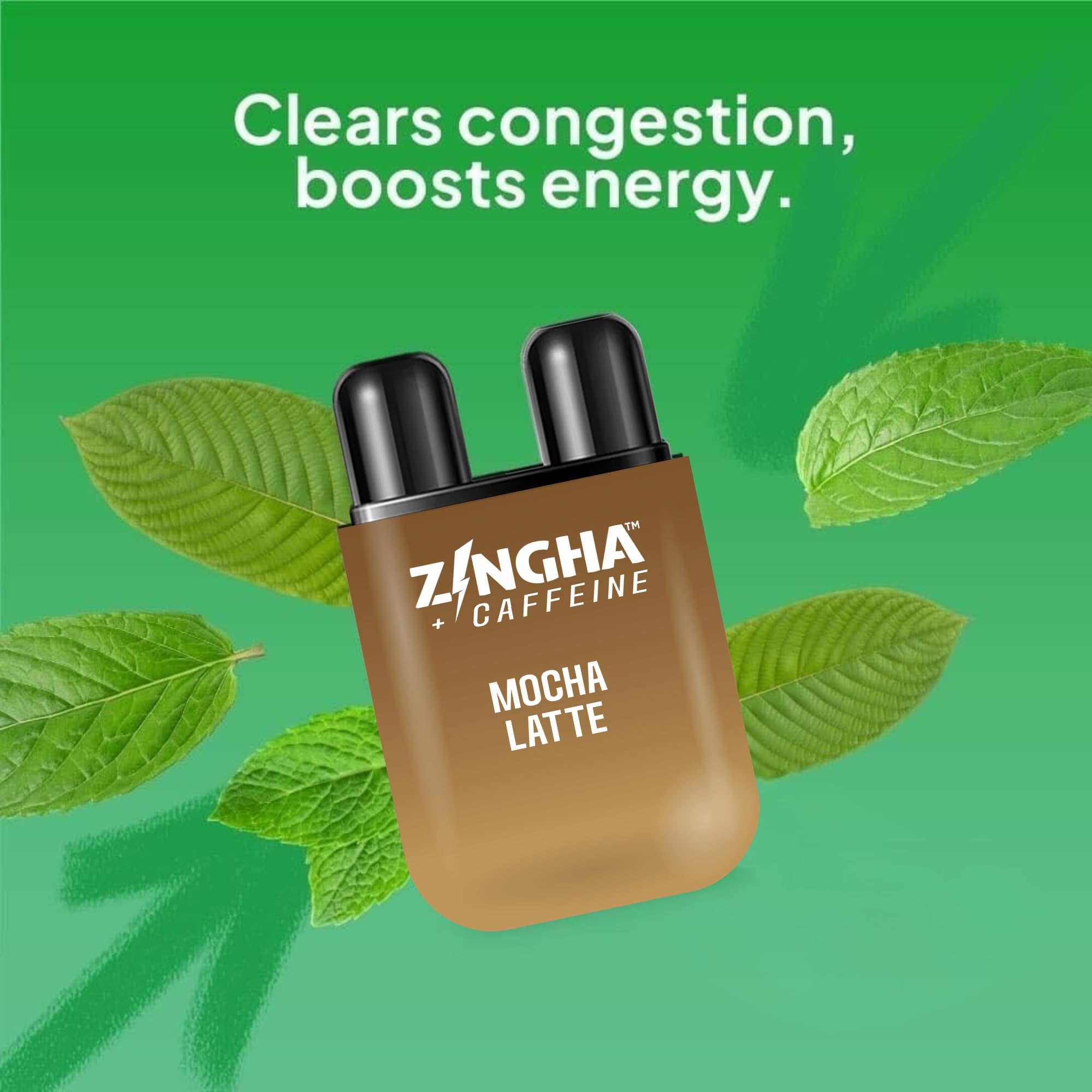 Z!NGHA logo on inhaler – clean, natural formula