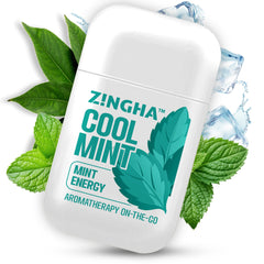 Z!NGHA dual-nasal inhaler close-up showing bottle for refreshing on-the-go aromatherapy.