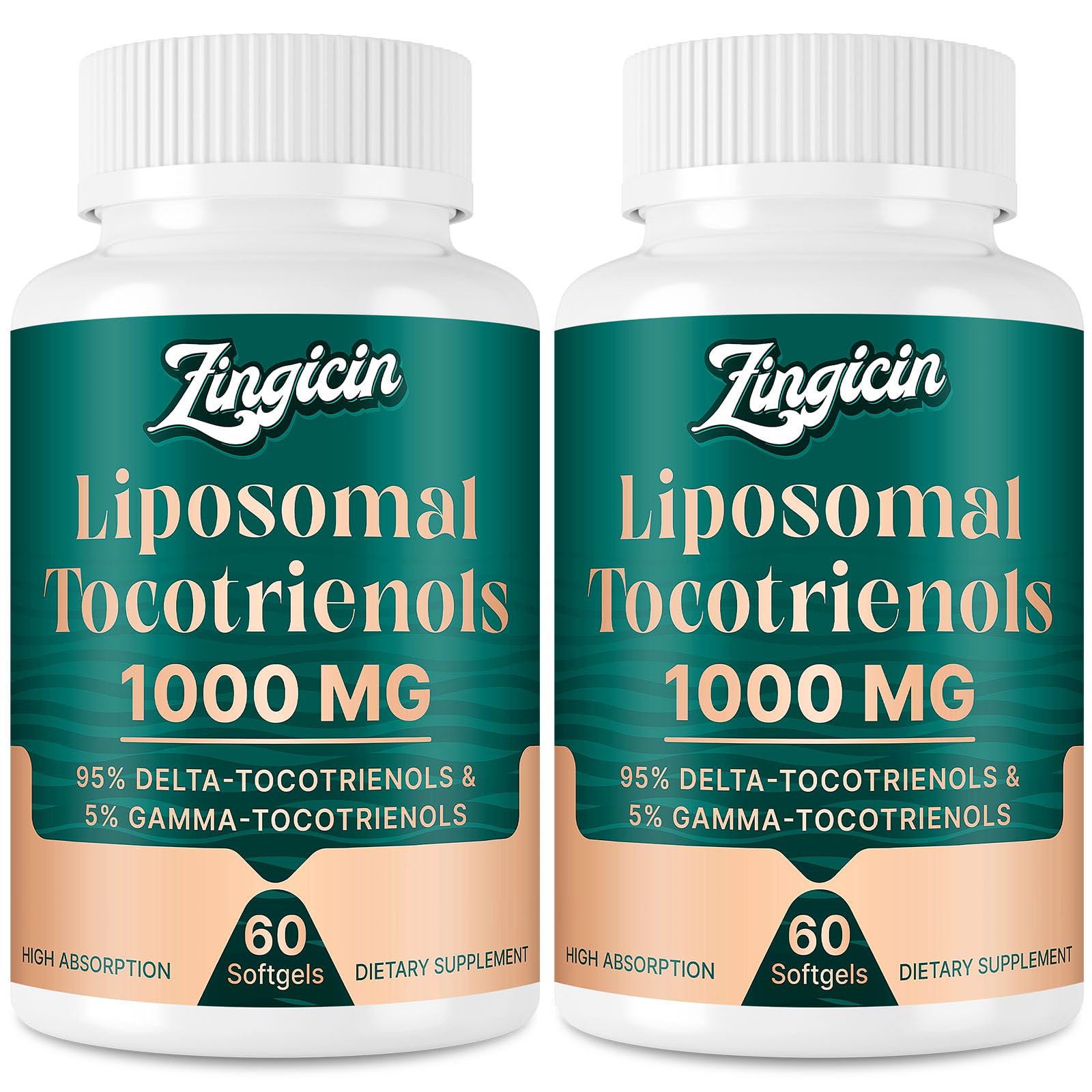 Zingicin Tocotrienols liposomal softgel bottle label