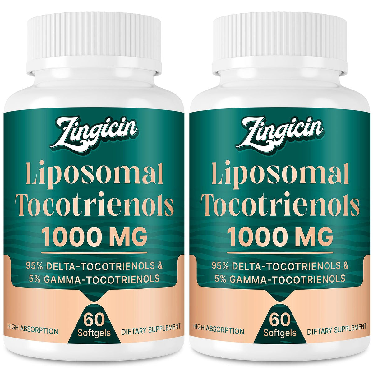 Zingicin Tocotrienols liposomal softgel bottle label