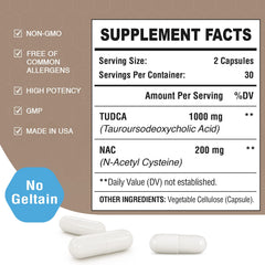 Close-up of Zingicin TUDCA with NAC 1200mg capsules in bottle