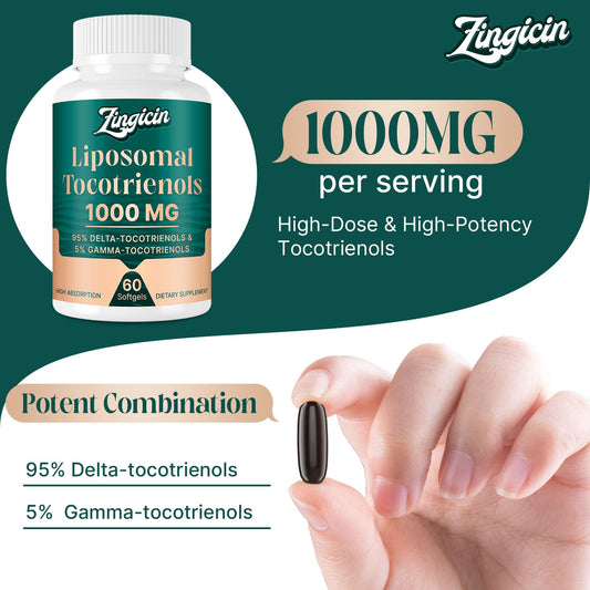 Close-up of Zingicin Tocotrienols softgels