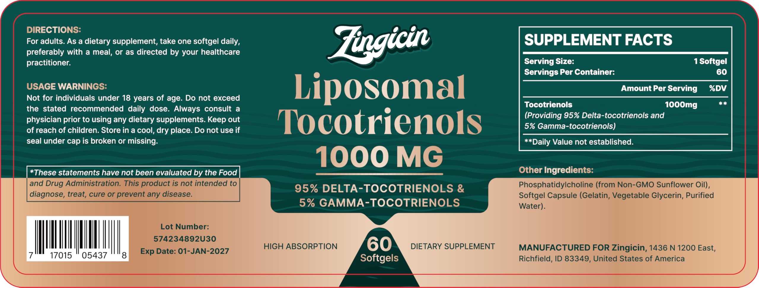 Storage and refrigeration note for Zingicin Tocotrienols