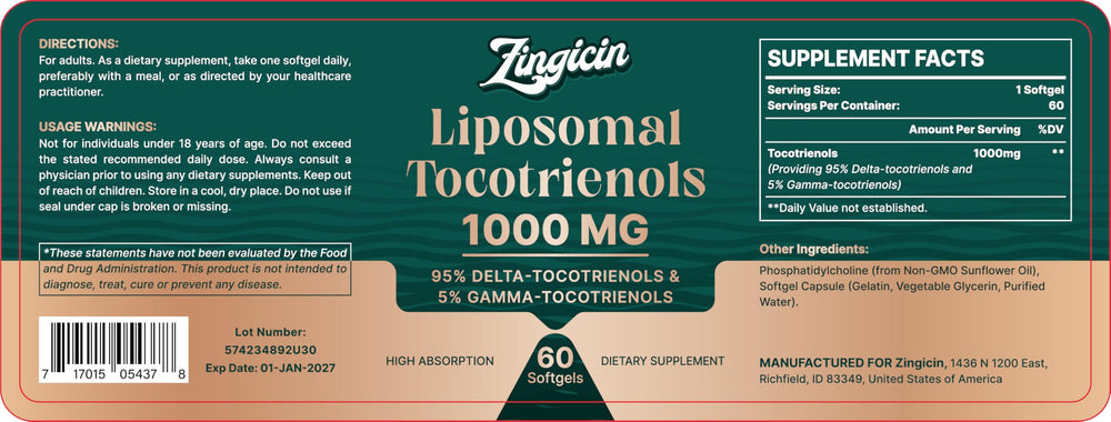 Storage and refrigeration note for Zingicin Tocotrienols