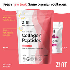 Zint Collagen Peptides Powder being poured into coffee for quick, flavor-free mixing.