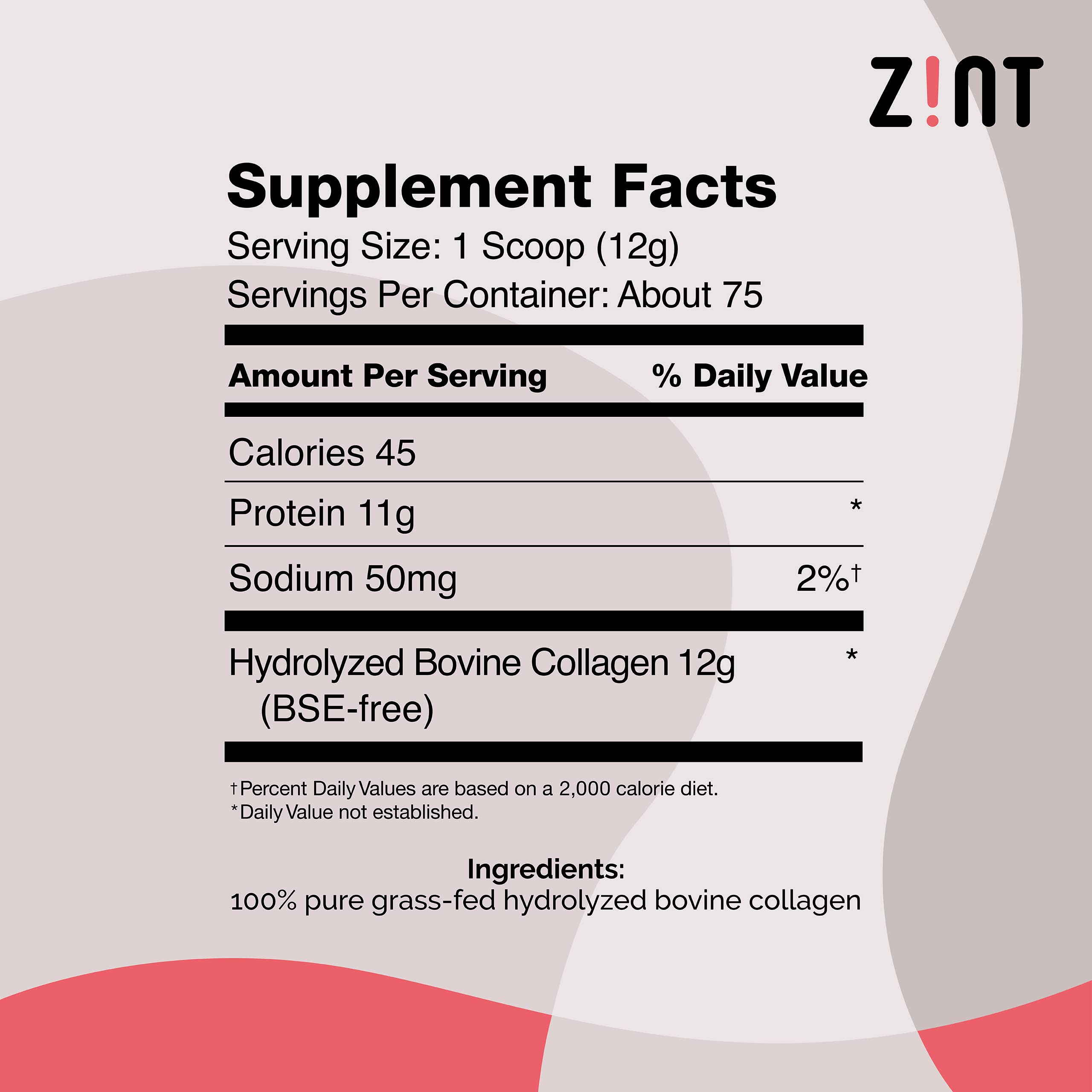 Non-GMO, grass-fed collagen ingredients on label