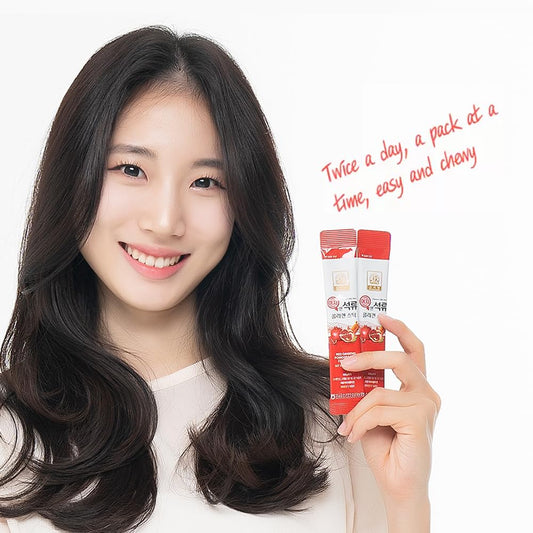 Ingredients showing pomegranate, fish collagen, and ginseng