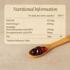 Close-up of Vital DHA capsules.