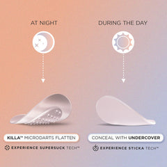 ZitSticka patch on skin under makeup for everyday discretion.