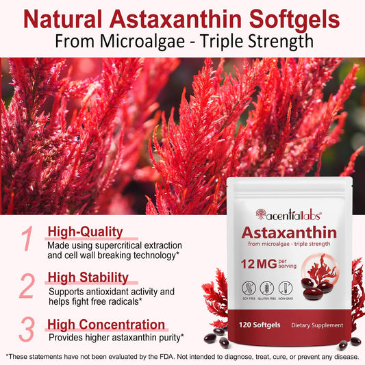 Astaxanthin 12mg softgels inside bottle