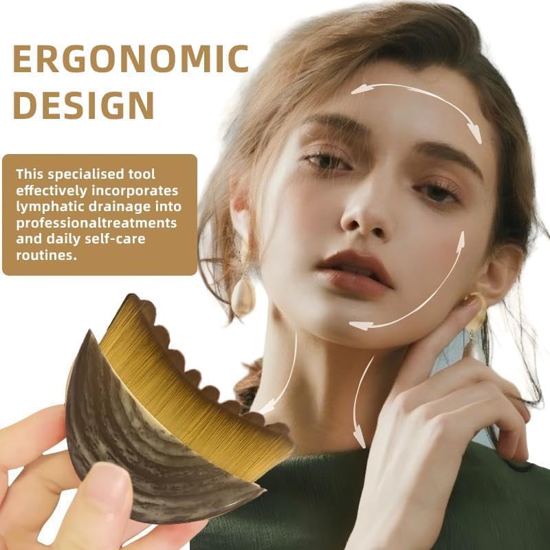 Zizmsh lymphatic contour brush in use for defined jawline with controlled pressure.