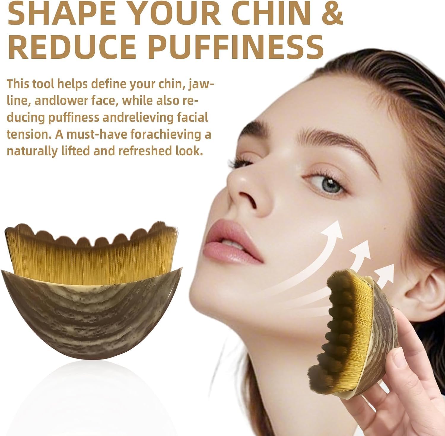 Zizmsh lymphatic contour brush may help reduce puffiness with gentle massage.