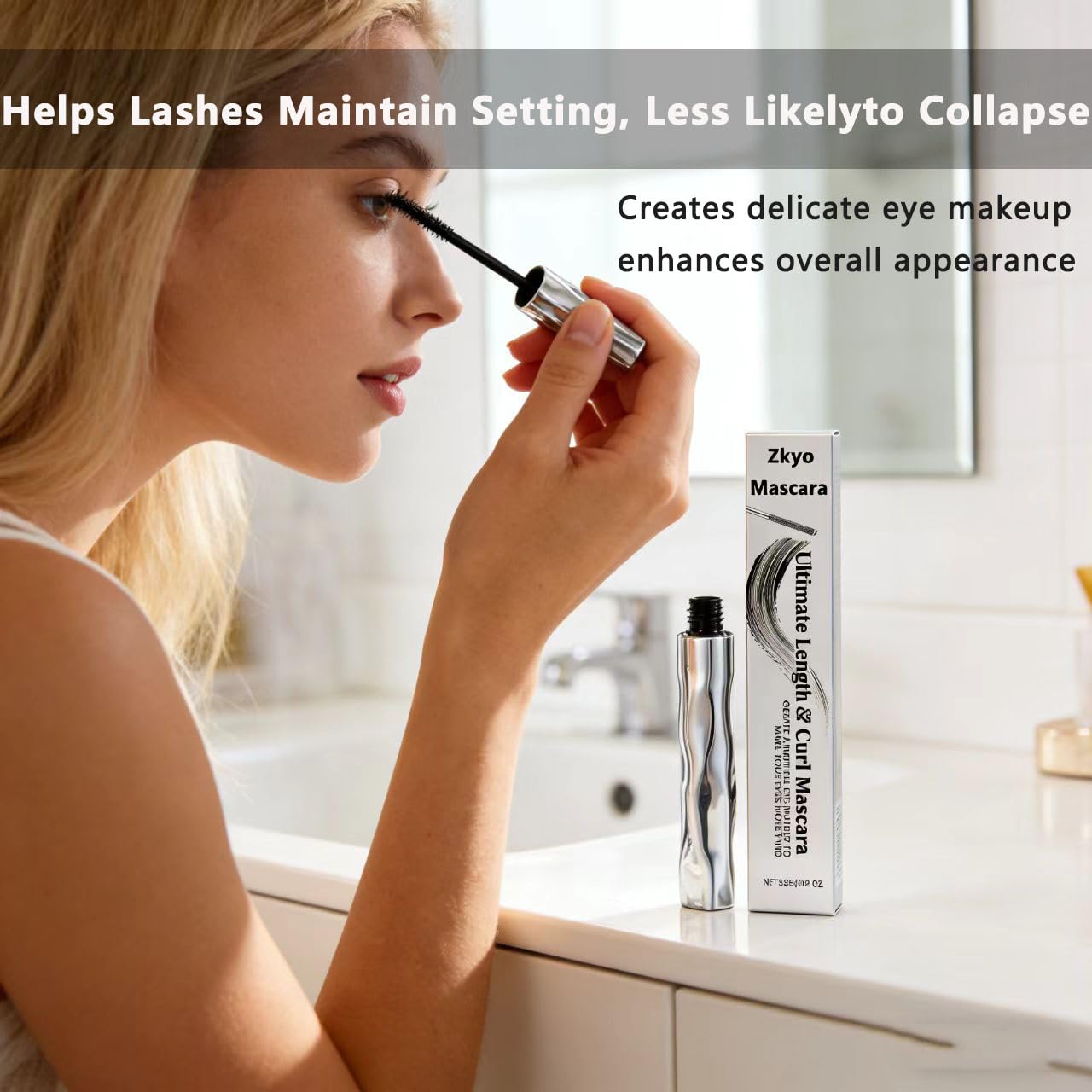 Zkyo Mascara easy-clean reusable wand prevents clumps after use.