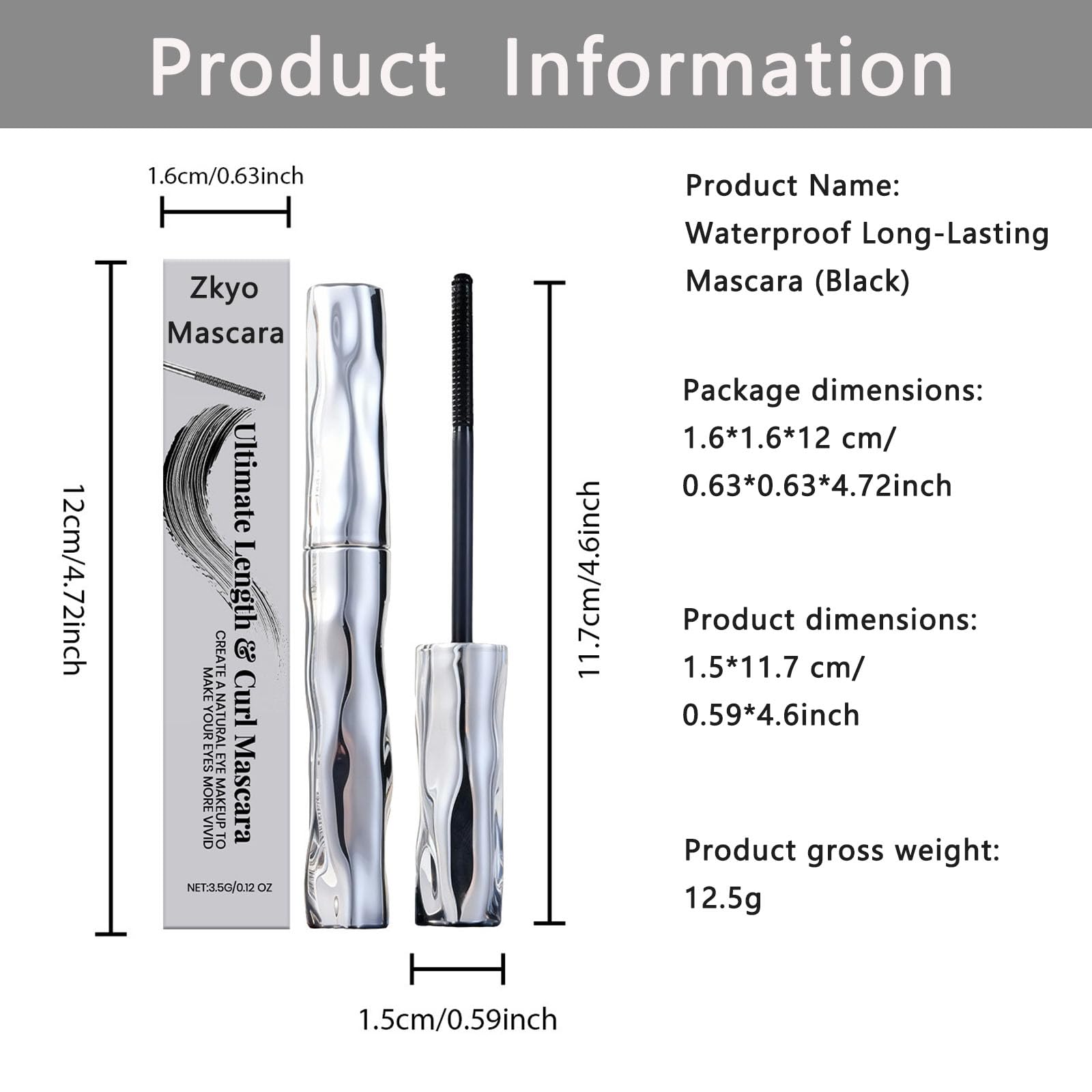 Zkyo Mascara enlarged expressive eyes with long, lifted lashes.