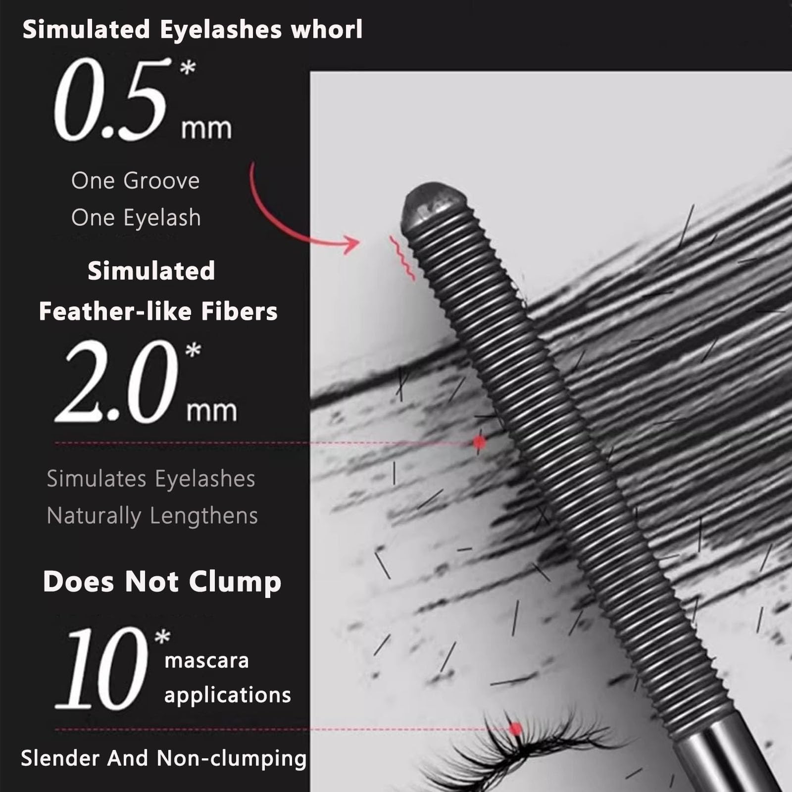 Zkyo Mascara metal brush curl delivers lift and smooth separation.