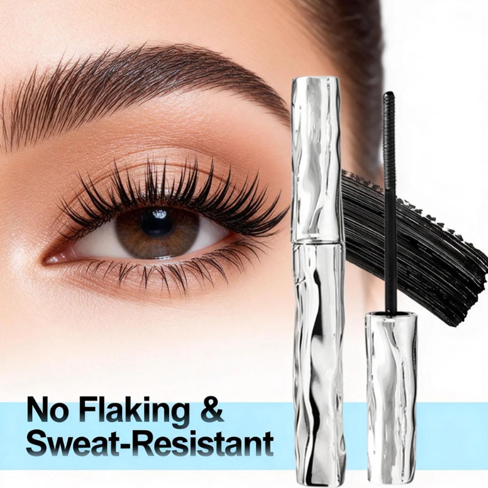 zkyo no-flake mascara finish on defined, long lashes