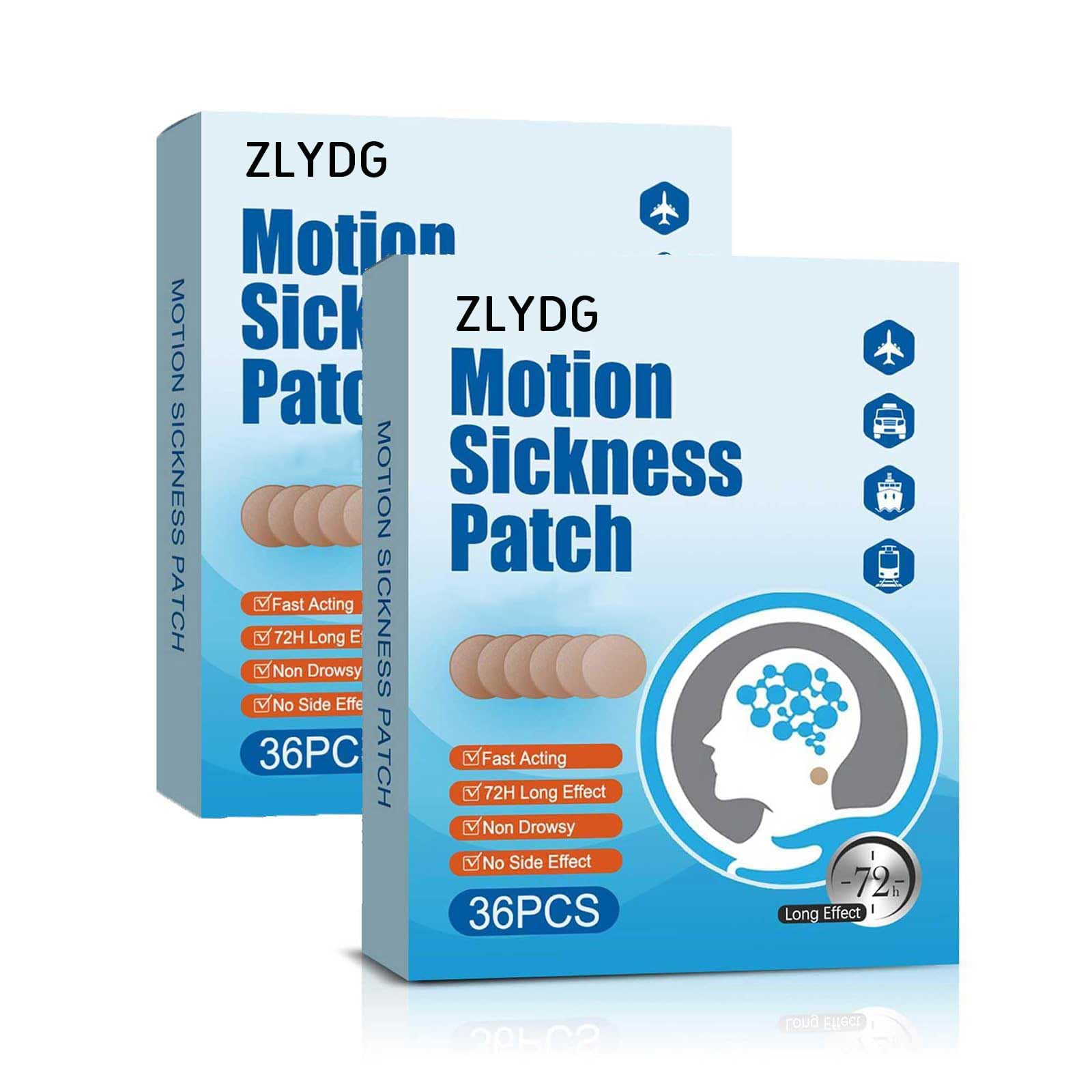 ZLYDG Motion Sickness Patch packaging for quick, portable travel relief.