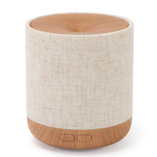 ZmarKraft 200ml diffuser with light brown fabric cover and night lamp – front view