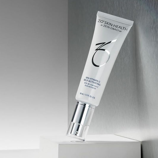 Close-up of ZO Skin Health 10% Vitamin C bottle label
