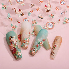 Zoance embossed angel nail stickers 5D closeup highlighting texture and depth