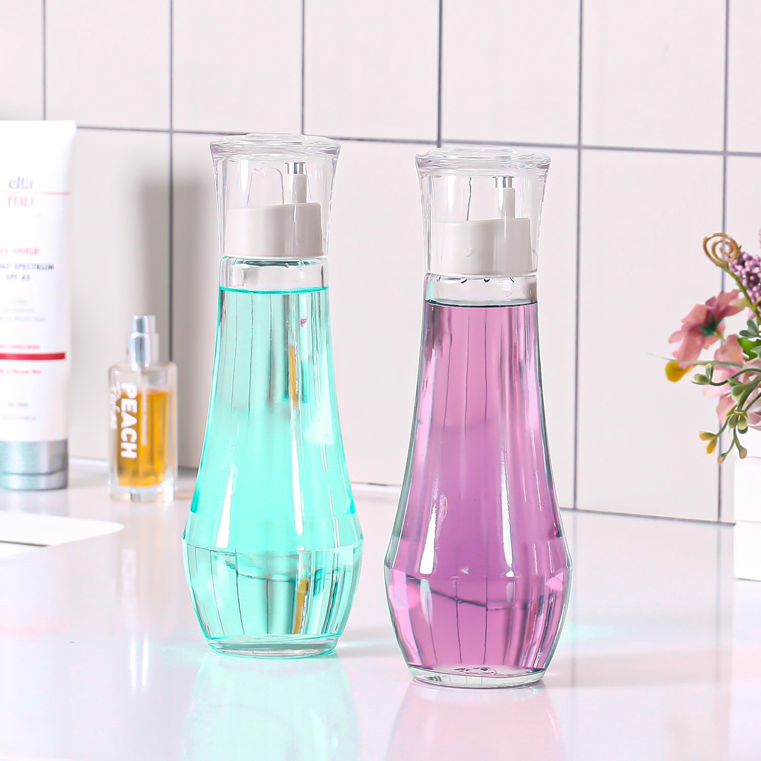 Two dispensers for couples or families in bathroom