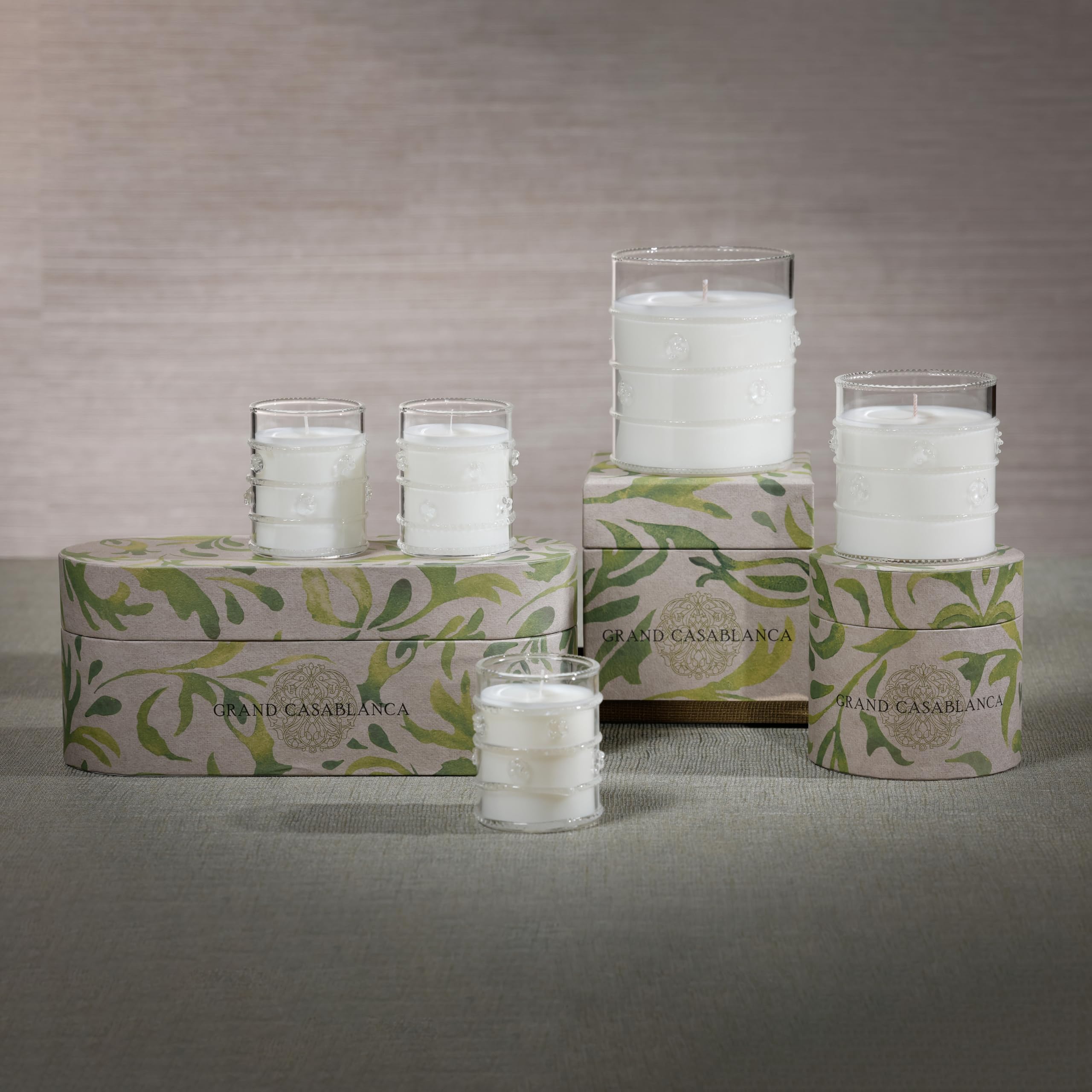 Zodax Grand Casablanca candle on a shelf for elegant decor