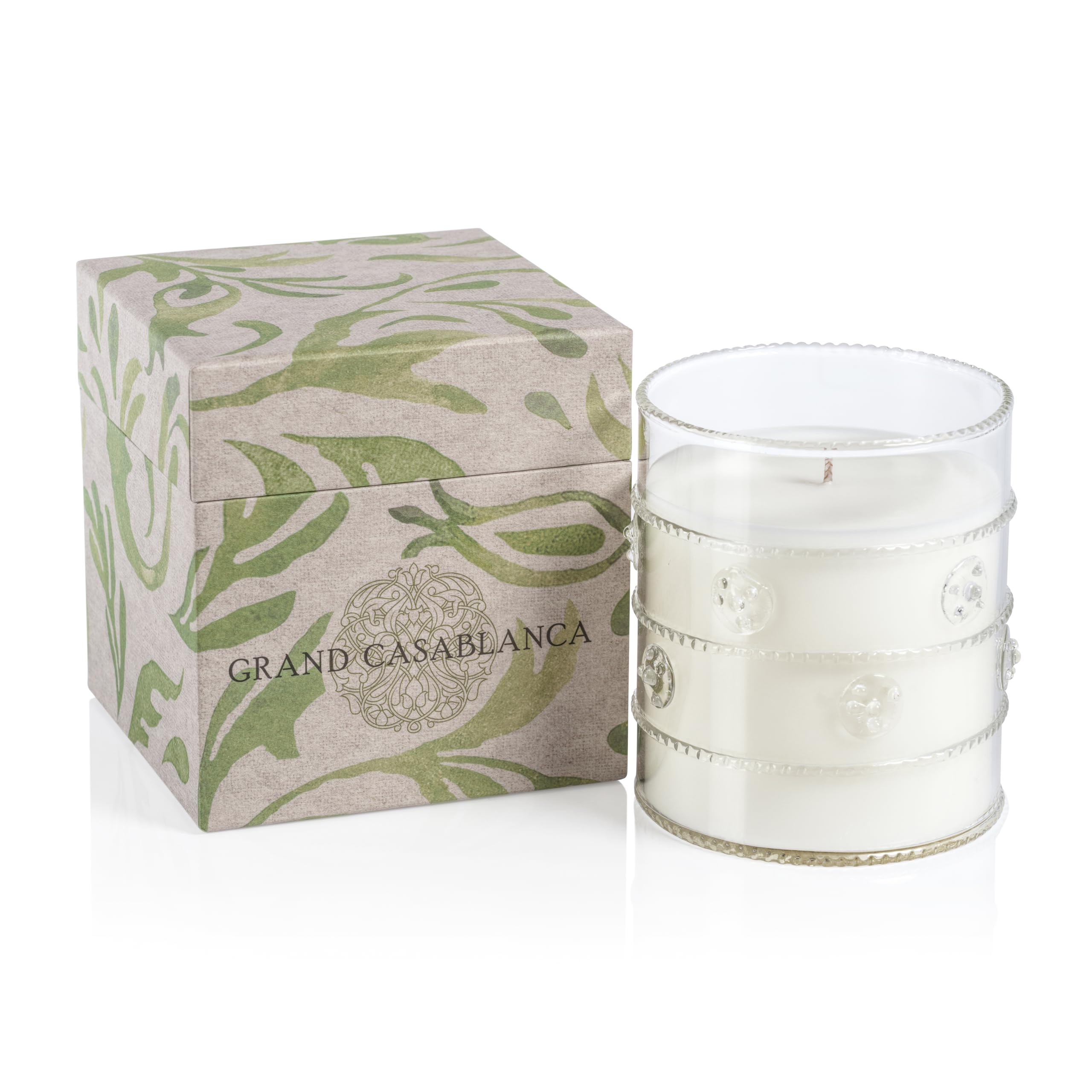 Zodax Grand Casablanca glass jar candle showcases Lily of the Valley for refined home ambiance
