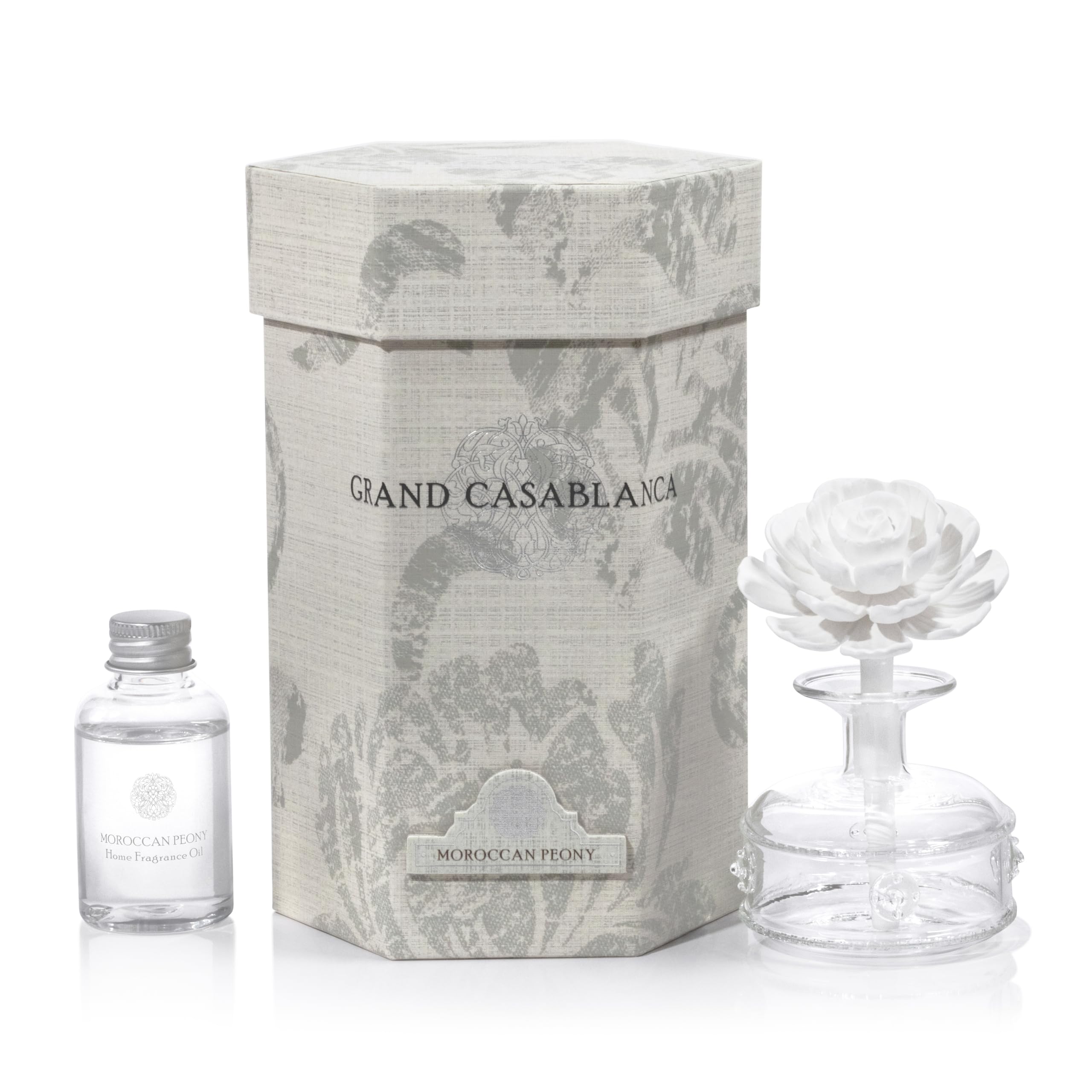 Zodax Grand Casablanca Mini Porcelain Diffuser Peony - front view