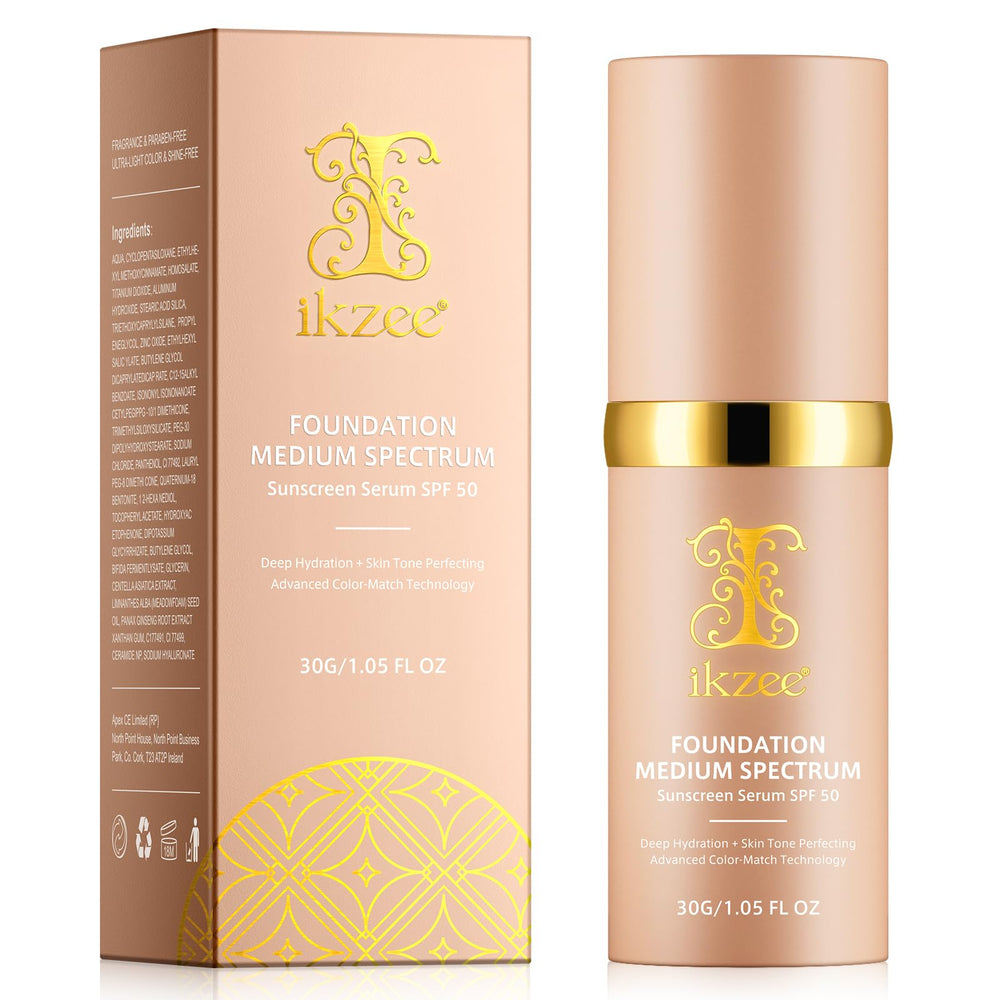 ZODENIS color-changing foundation bottle showing the 4-in-1 makeup base concept for natural nude look.