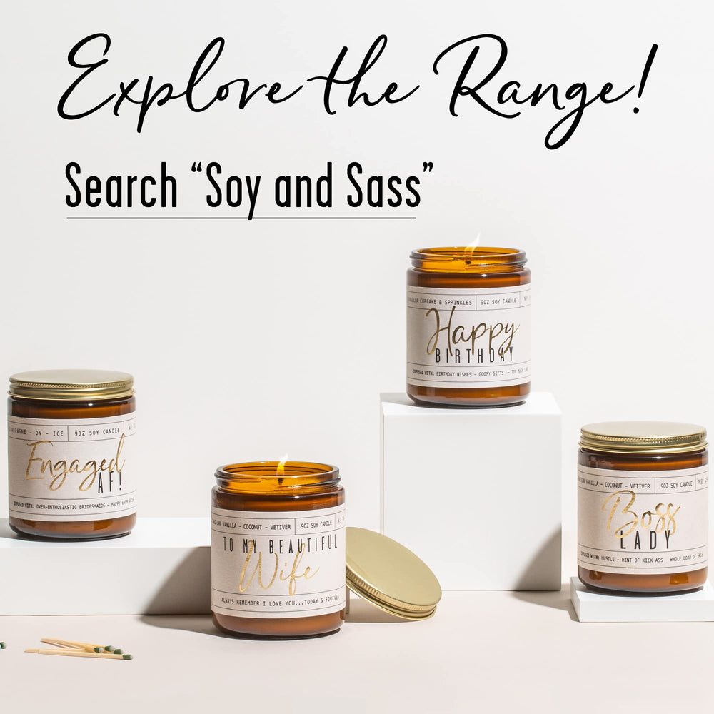 Promotional banners for Soy and Sass gift collection