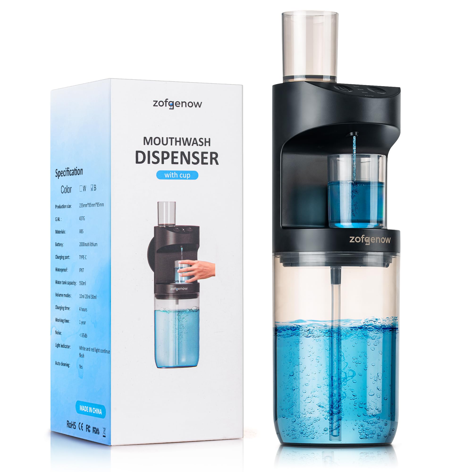 Close-up of magnetic cup attachment to the dispenser