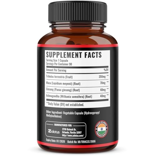 Zolotus 2-pack bottle back with supplement facts