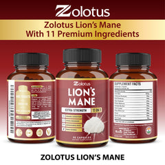 3-month supply box of Zolotus 11-in-1 Lion's Mane capsules