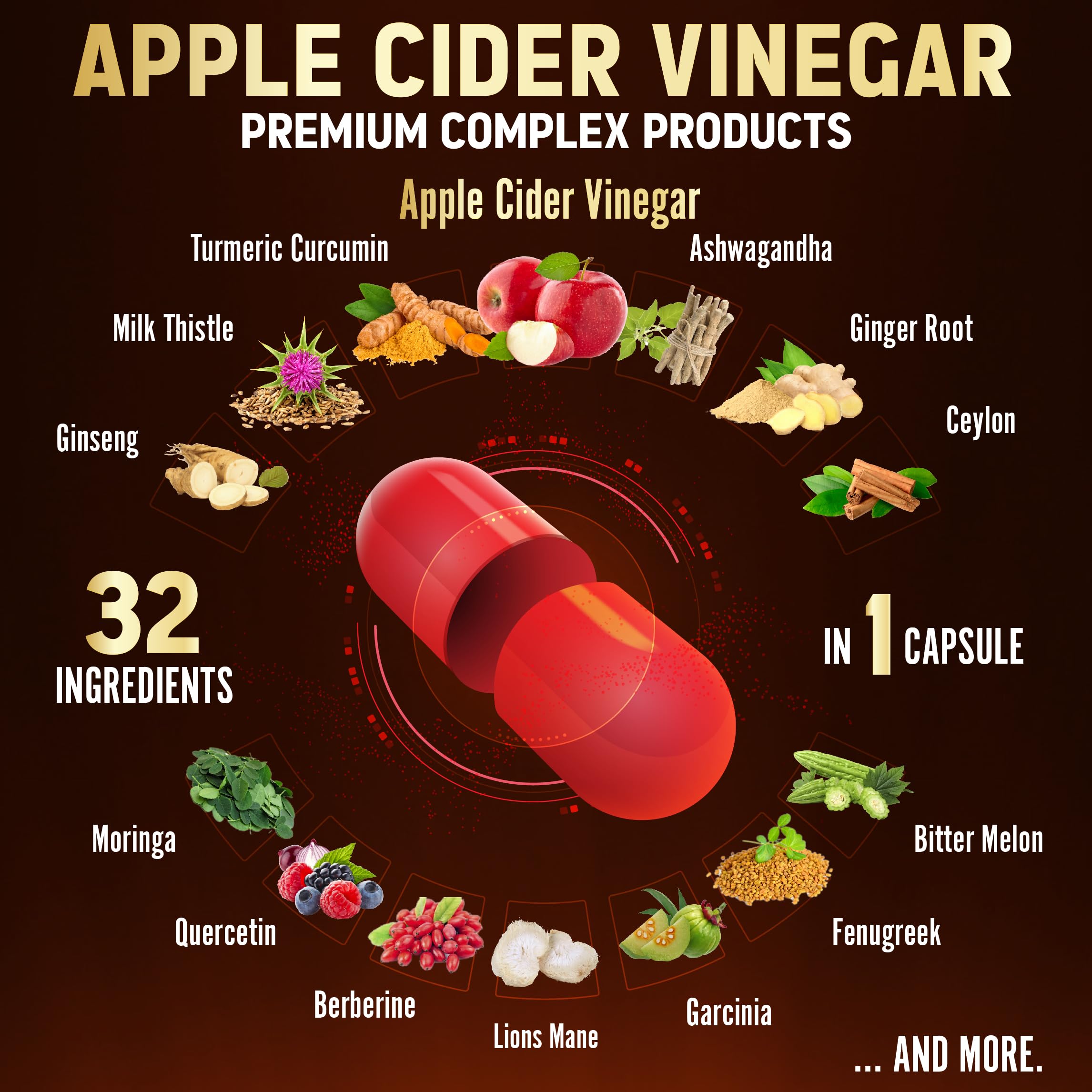 Vegan, non-GMO, gluten-free Apple Cider Vinegar capsules
