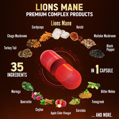 Ingredient blend featuring Lions Mane and mushrooms