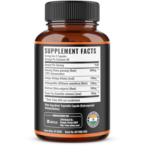 Ingredient panel showing Panax Ginseng and Ginkgo Biloba