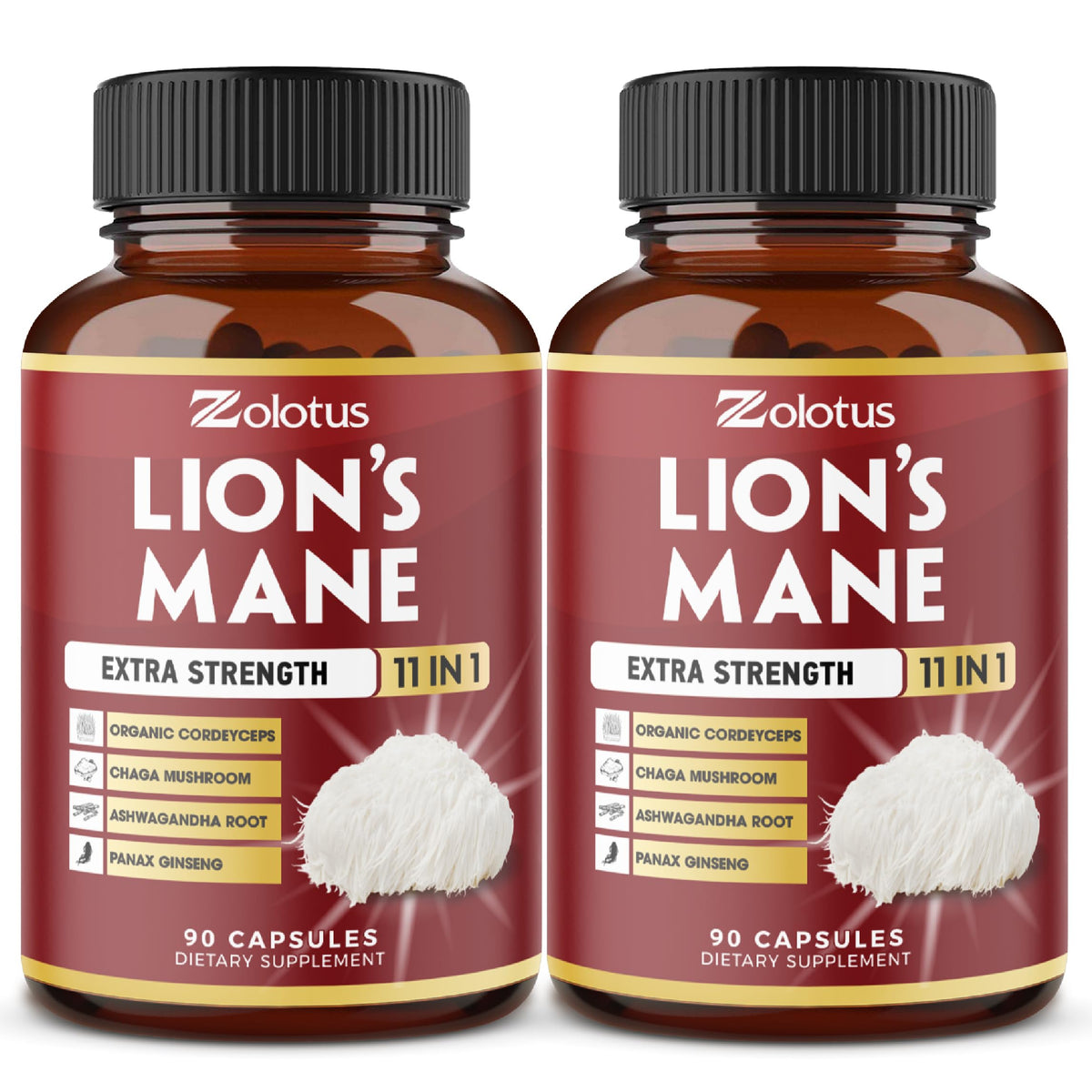 Zolotus Lions Mane 2-pack bottle front