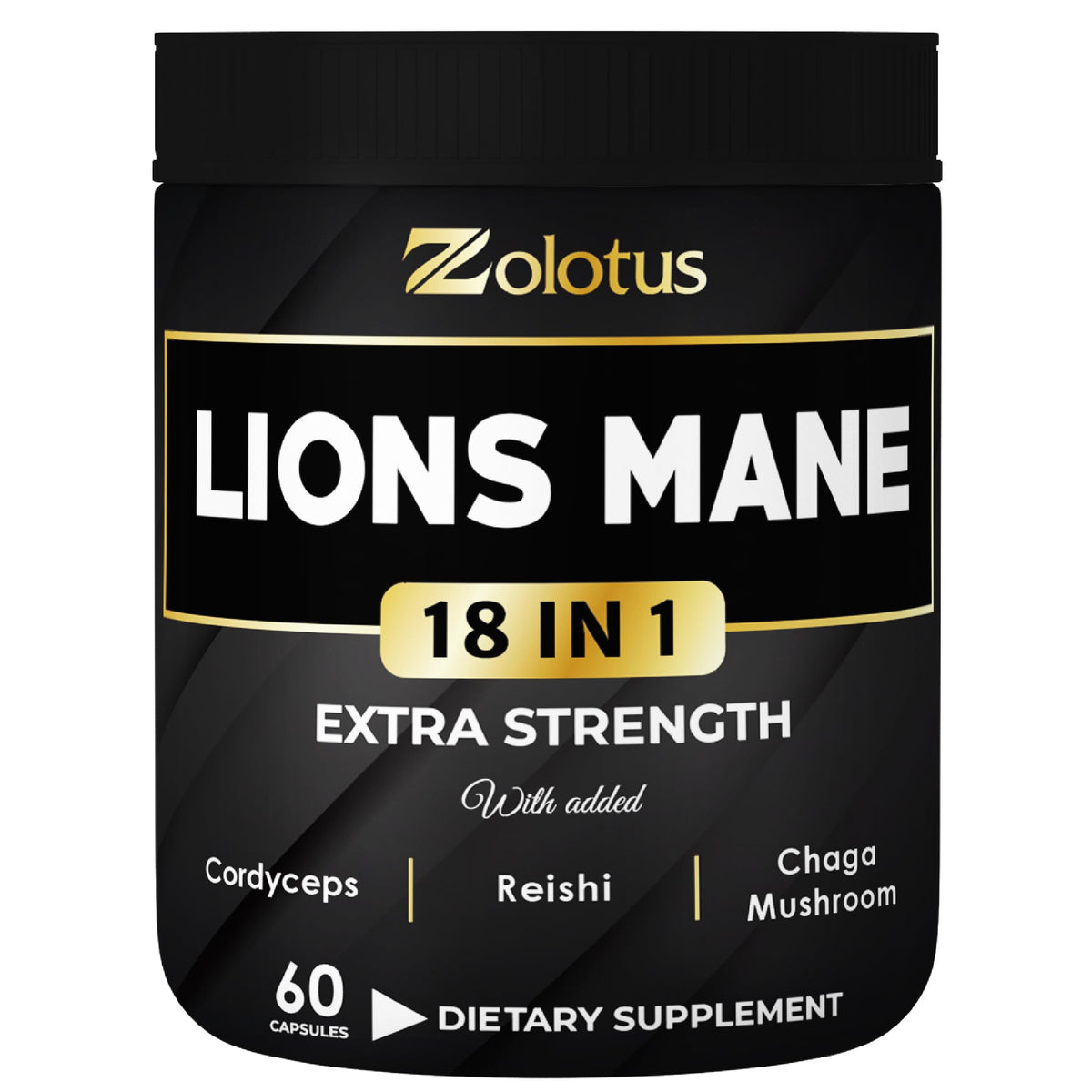 Zolotus Lions Mane with Cordyceps bottle front